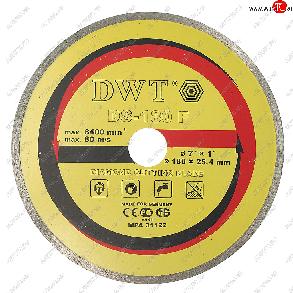 629 р. Круг отрезной 180х22мм алмазный сплошной DWT DWT ds-180 f DWT ds-180 f  с доставкой в г. Кемерово