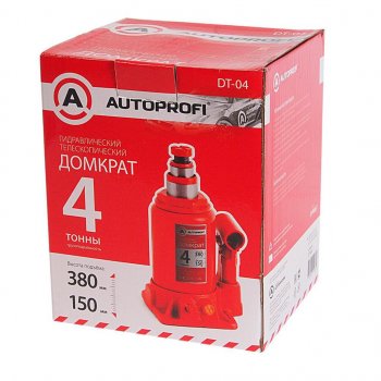 3 399 р. Домкрат бутылочный 4т 160-380мм 2-х плунжерный AUTOPROFI AUTOPROFI dt-04  с доставкой в г. Кемерово. Увеличить фотографию 2