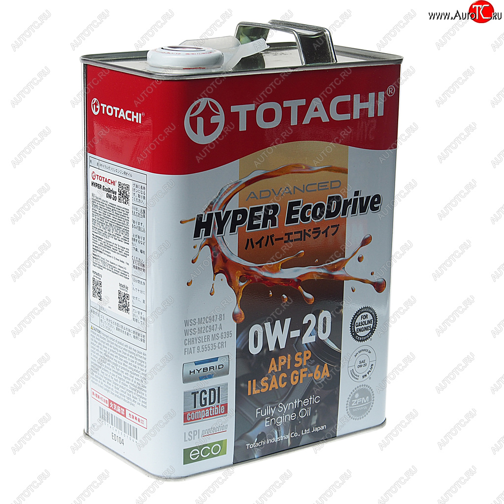 3 989 р. Масло моторное HYPER ECODRIVE SPGF-6A 0W20 синт.4л TOTACHI TOTACHI e0104  с доставкой в г. Кемерово