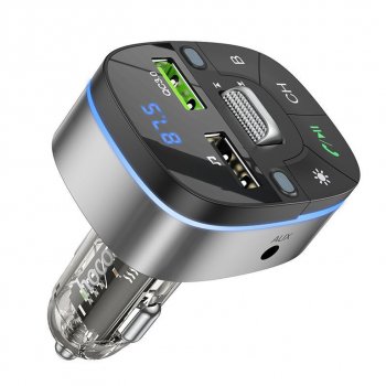 1 289 р. Устройство зарядное в прикуриватель с трансмиттером (bluetooth,hands free) HOCO HOCO e71 jazz black HOCO e71 jazz black  с доставкой в г. Кемерово. Увеличить фотографию 2