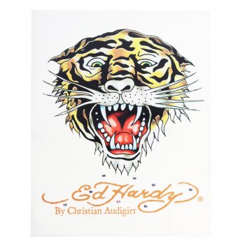 32 р. Наклейка виниловая TIGER 18х23см со стразами ED HARDY ED HARDY eh-00227  с доставкой в г. Кемерово. Увеличить фотографию 1