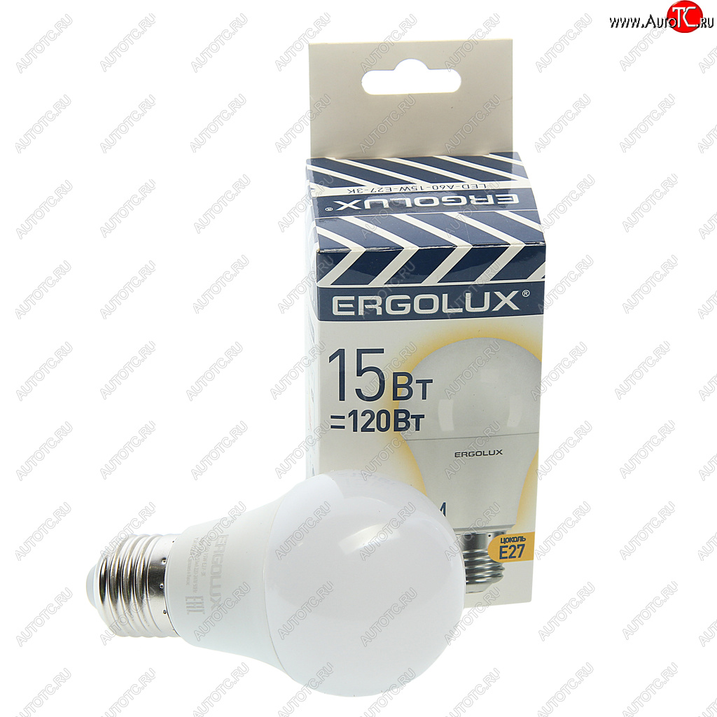 75 р. Лампа светодиодная E27 A60 15W (120W) 220V теплый ERGOLUX ERGOLUX el-led-a60-15w-e27-3k  с доставкой в г. Кемерово