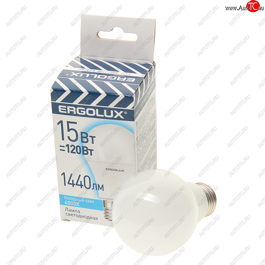75 р. Лампа светодиодная E27 A60 15W (120W) 220V холодный ERGOLUX ERGOLUX el-led-a60-15w-e27-4k  с доставкой в г. Кемерово