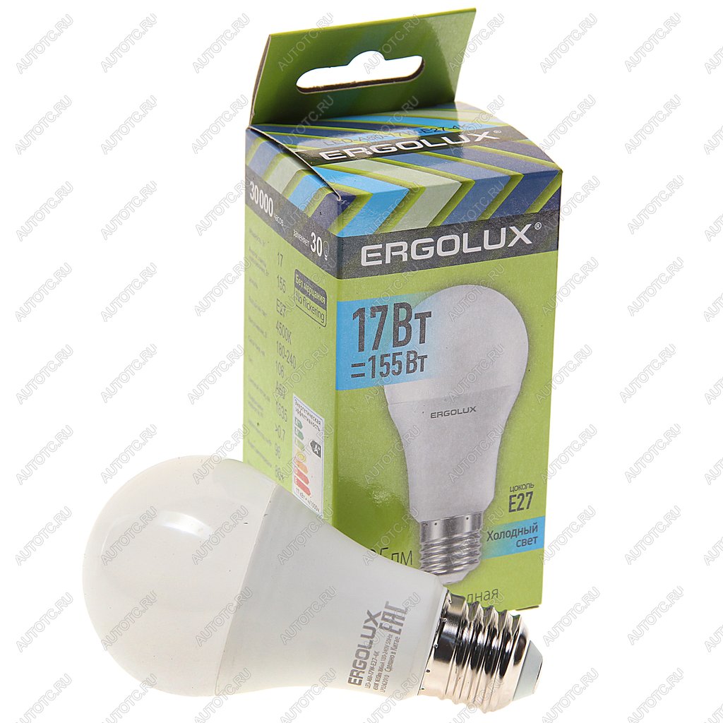 124 р. Лампа светодиодная Е27 A60 17W (155W) 220V холодный ERGOLUX ERGOLUX el-led-a60-17w-e27-4k  с доставкой в г. Кемерово