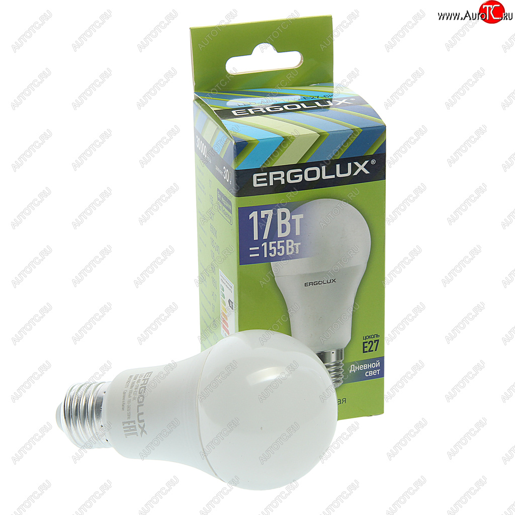 124 р. Лампа светодиодная E27 A60 17W (155W) 220V холодный ERGOLUX ERGOLUX el-led-a60-17w-e27-6k  с доставкой в г. Кемерово