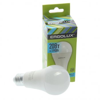 133 р. Лампа светодиодная E27 A65 20W (190W) 220V холодный ERGOLUX ERGOLUX el-led-a65-20w-e27-4k  с доставкой в г. Кемерово. Увеличить фотографию 1