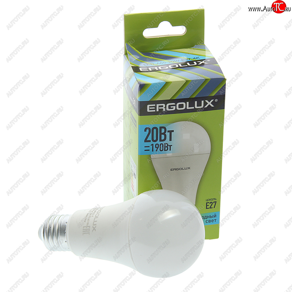 133 р. Лампа светодиодная E27 A65 20W (190W) 220V холодный ERGOLUX ERGOLUX el-led-a65-20w-e27-4k  с доставкой в г. Кемерово