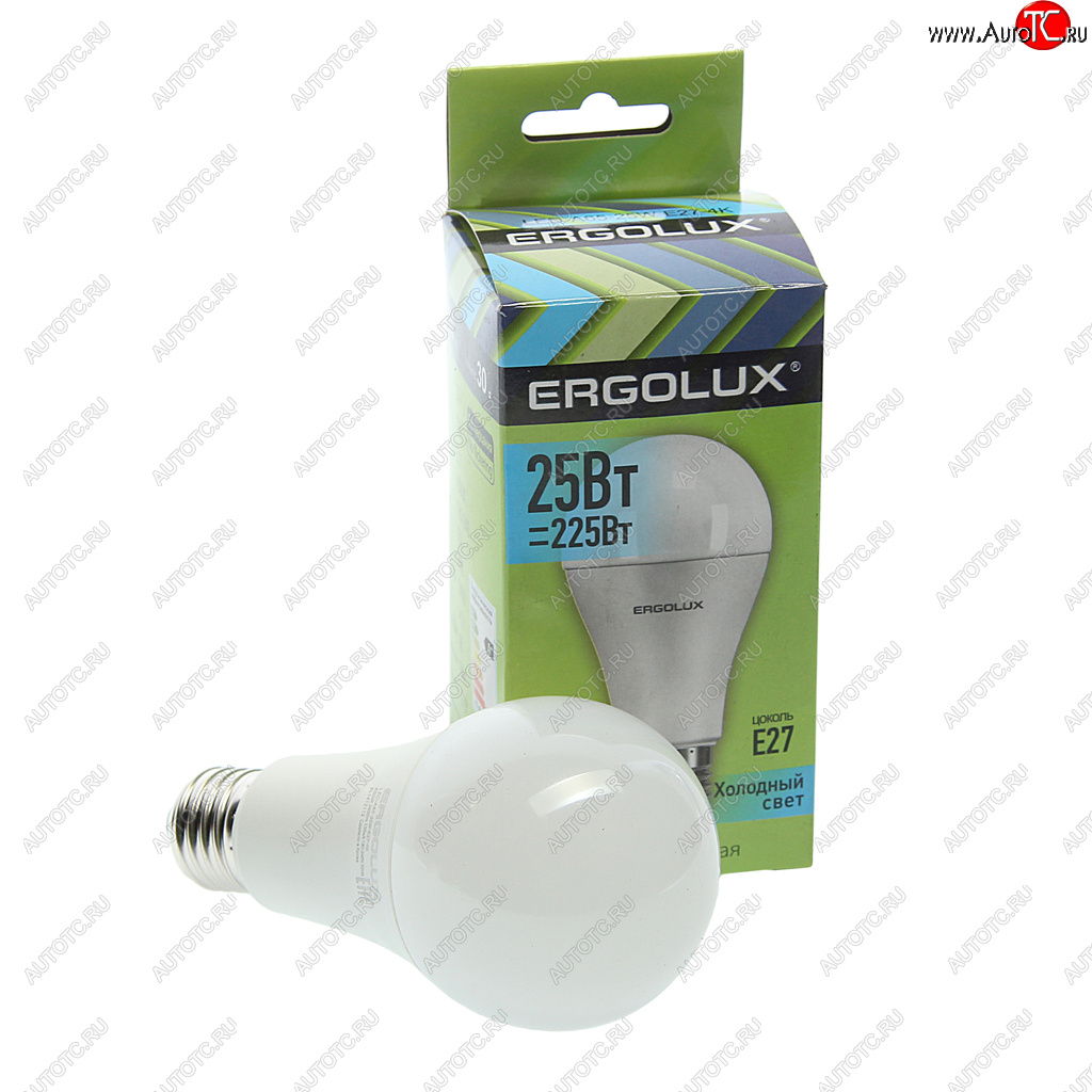 186 р. Лампа светодиодная E27 A65 25W (225W) 220V холодный ERGOLUX ERGOLUX el-led-a65-25w-e27-4k  с доставкой в г. Кемерово