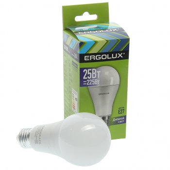 194 р. Лампа светодиодная E27 A65 25W (225W) 220V холодный ERGOLUX ERGOLUX el-led-a65-25w-e27-6k  с доставкой в г. Кемерово. Увеличить фотографию 1