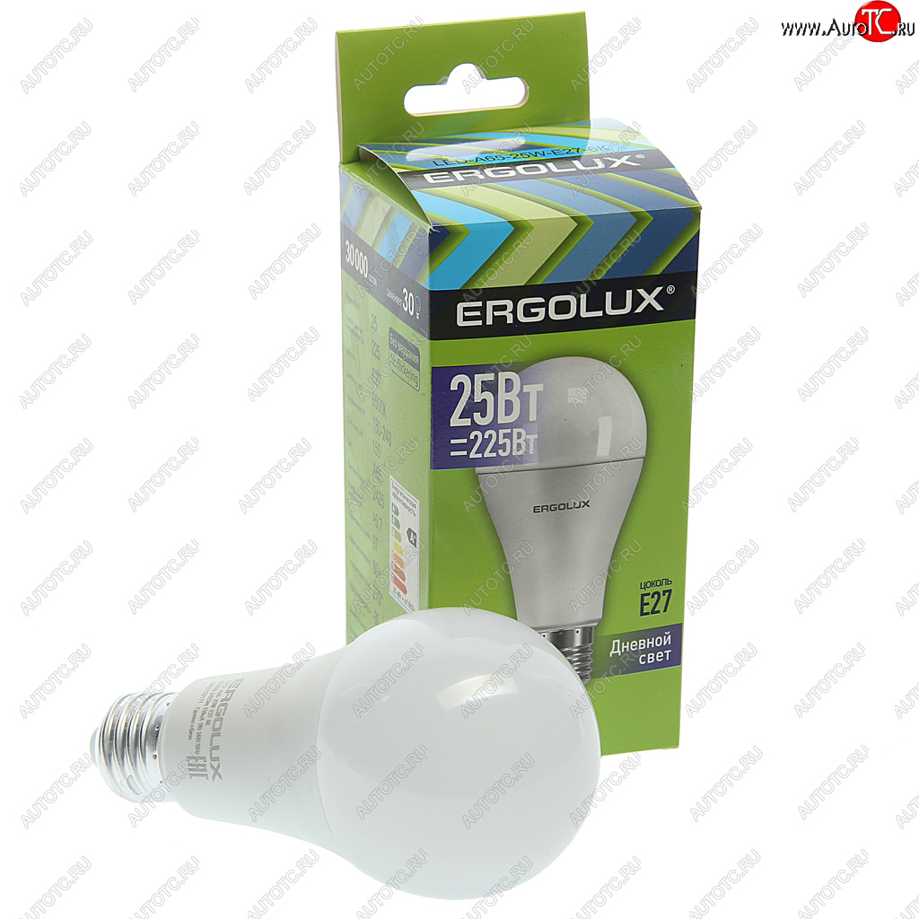 194 р. Лампа светодиодная E27 A65 25W (225W) 220V холодный ERGOLUX ERGOLUX el-led-a65-25w-e27-6k  с доставкой в г. Кемерово