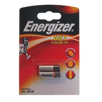 399 р. Батарейка A27 MN27 12V (пульт сигнализации) блистер (2шт.) Alkaline ENERGIZER ENERGIZER en-e27a(2)бл  с доставкой в г. Кемерово. Увеличить фотографию 1