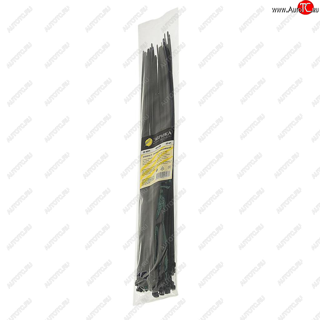 171 р. Хомут-стяжка 370х4.0 пластик черный (50шт.) ЭВРИКА ЭВРИКА er-14371  с доставкой в г. Кемерово