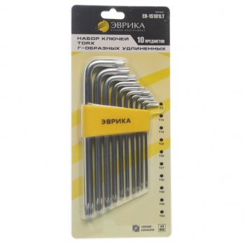 449 р. Набор ключей TORX T9-Т50 Г-образных удлиненных 10 предметов ЭВРИКА ЭВРИКА er-15101lt  с доставкой в г. Кемерово. Увеличить фотографию 1