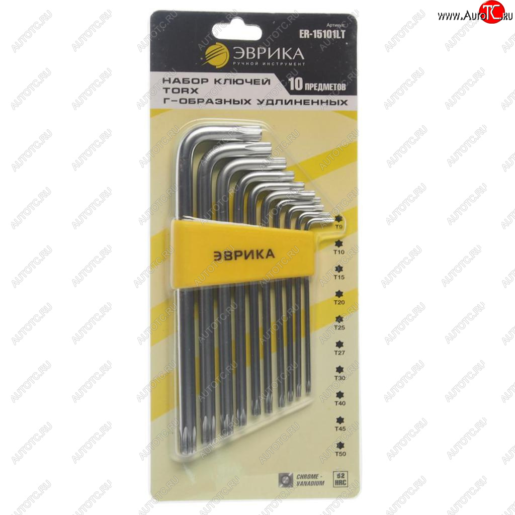 449 р. Набор ключей TORX T9-Т50 Г-образных удлиненных 10 предметов ЭВРИКА ЭВРИКА er-15101lt  с доставкой в г. Кемерово