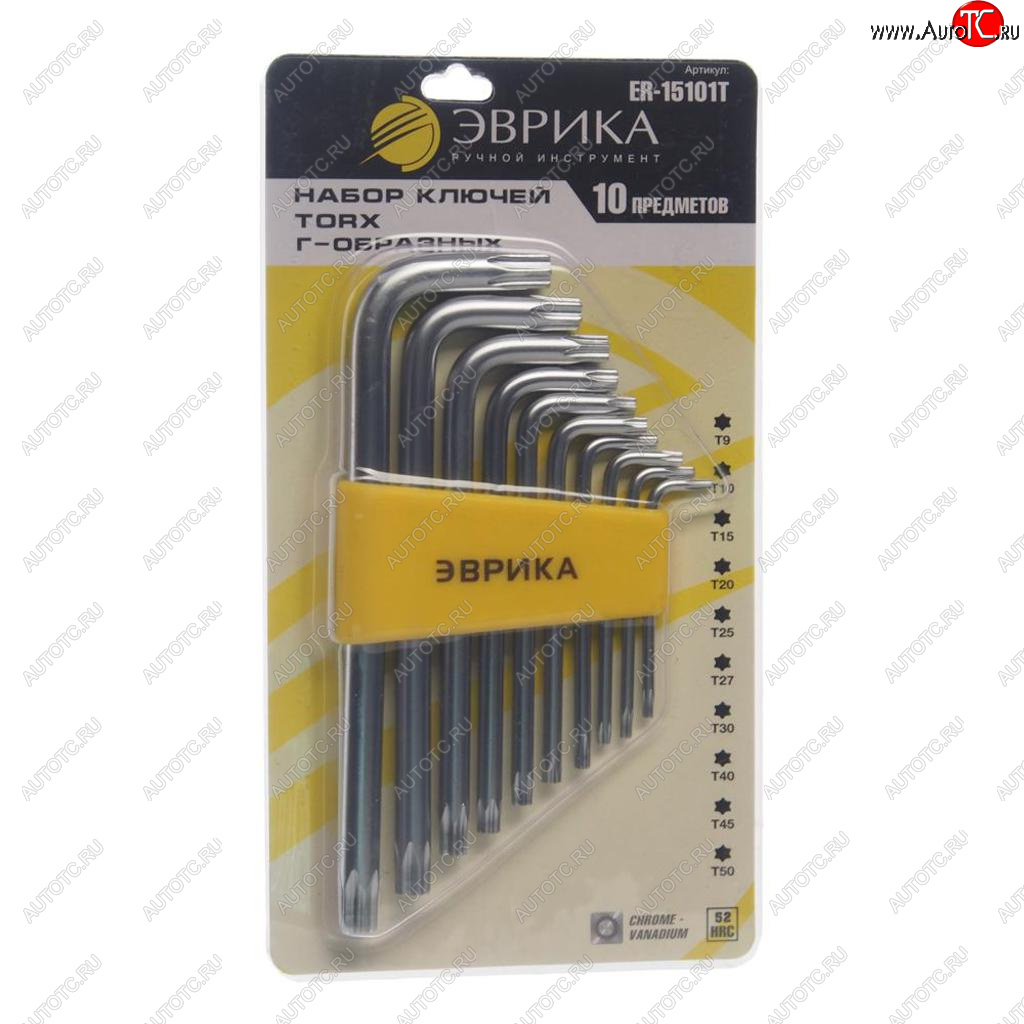 359 р. Набор ключей TORX T9-Т50 Г-образных 10 предметов ЭВРИКА ЭВРИКА er-15101t  с доставкой в г. Кемерово