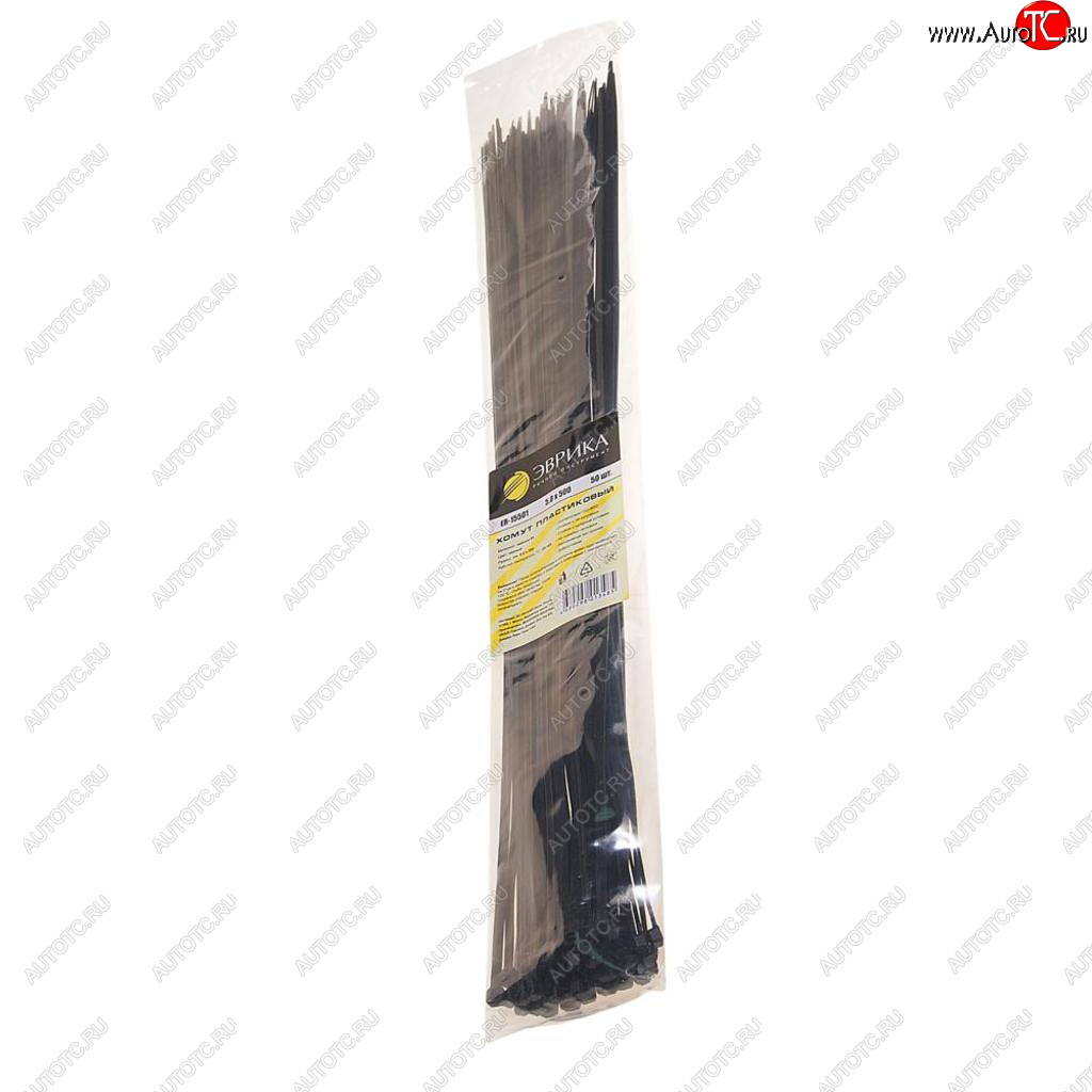 272 р. Хомут-стяжка 500х5.0 пластик черный (50шт.) ЭВРИКА ЭВРИКА er-15501  с доставкой в г. Кемерово