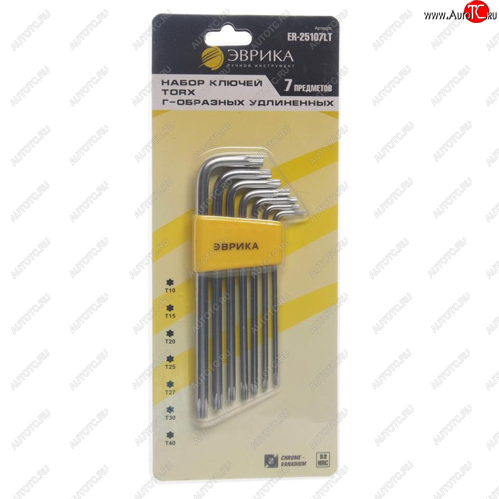 379 р. Набор ключей TORX T10-Т40 Г-образных удлиненных 7 предметов ЭВРИКА ЭВРИКА er-25107lt  с доставкой в г. Кемерово