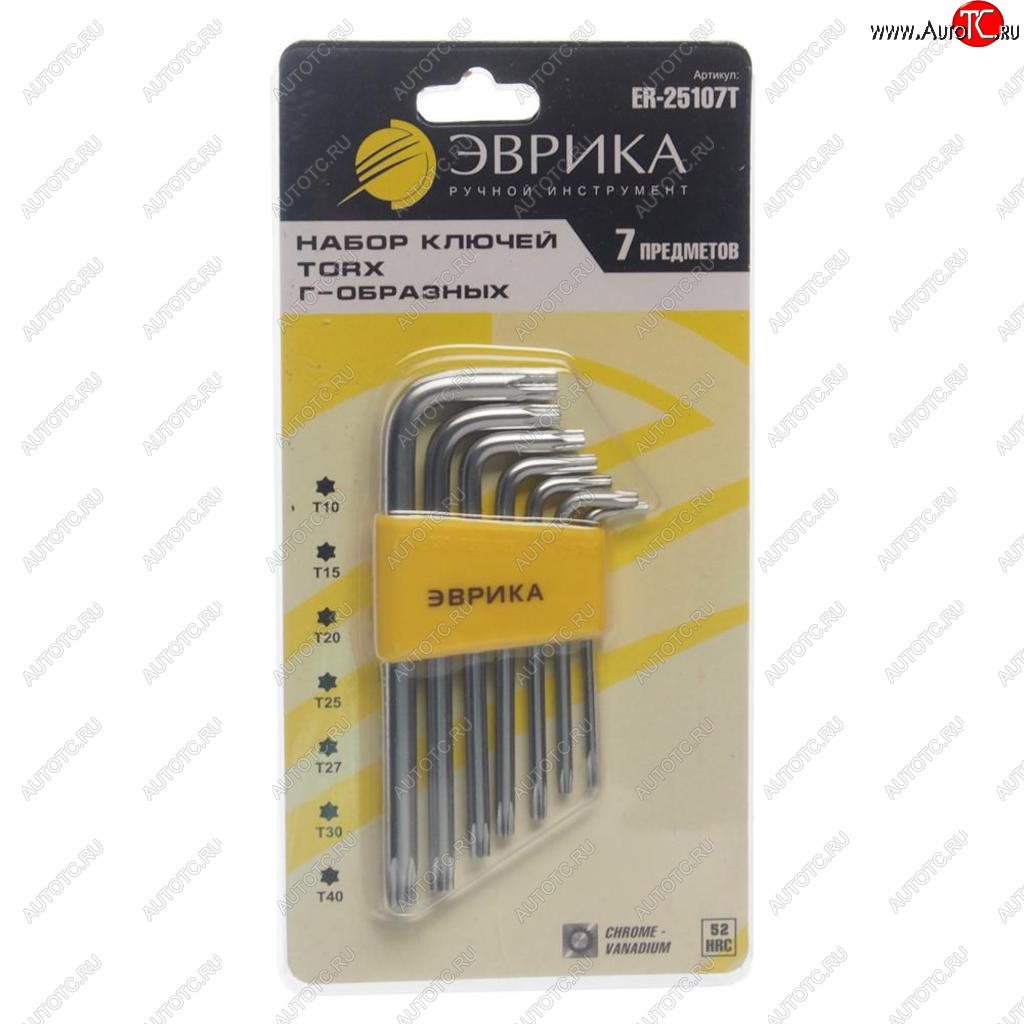 284 р. Набор ключей TORX T10-Т40 Г-образных 7 предметов ЭВРИКА ЭВРИКА er-25107t  с доставкой в г. Кемерово