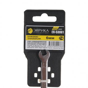 67 р. Ключ комбинированный 6х6мм CrV Pro ЭВРИКА ЭВРИКА er-53061  с доставкой в г. Кемерово. Увеличить фотографию 2