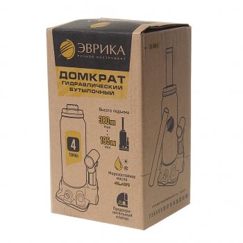 1 439 р. Домкрат бутылочный 4т 195-380мм с клапаном (ремкомплект) ЭВРИКА ЭВРИКА er-80041  с доставкой в г. Кемерово. Увеличить фотографию 3