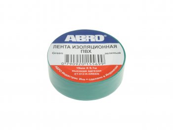 52 р. Изолента ПВХ зеленая 18ммх9.1м ABRO ABRO et-912-18-10-grn-rw  с доставкой в г. Кемерово. Увеличить фотографию 1