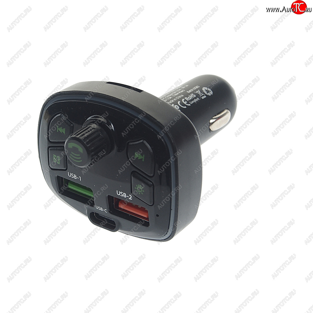 899 р. Устройство зарядное в прикуриватель с трансмиттером (bluetooth,hands free) EARLDOM EARLDOM et-m71 black  с доставкой в г. Кемерово