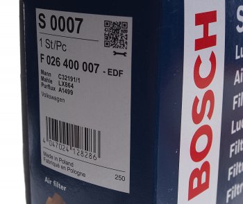 1 339 р. Фильтр воздушный VW T5 (03-) (для пыльных условий) BOSCH BOSCH f026400007  с доставкой в г. Кемерово. Увеличить фотографию 3