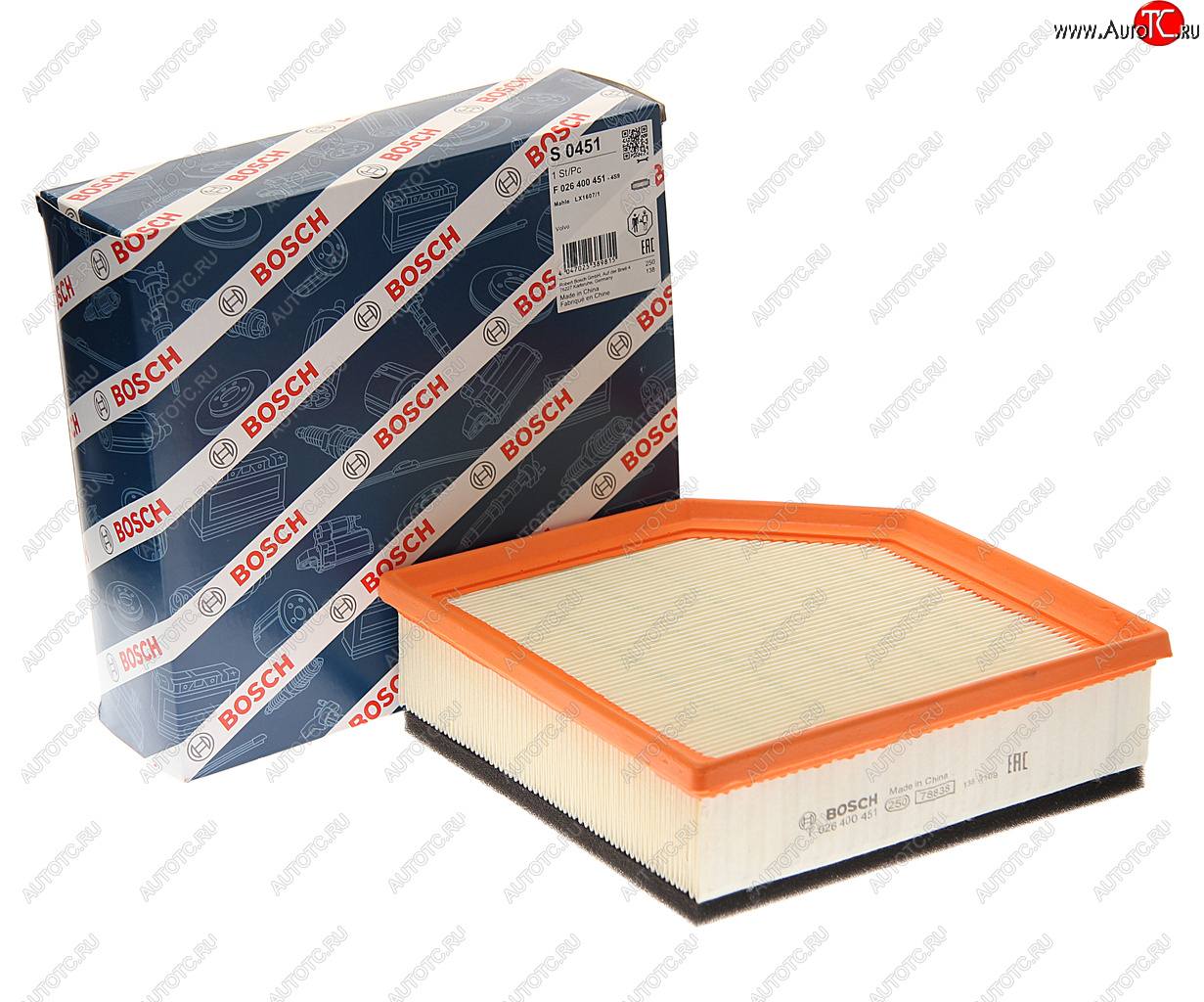 1 849 р. Фильтр воздушный VOLVO XC90 (06-10) (3.2) BOSCH BOSCH f026400451 BOSCH f026400451  с доставкой в г. Кемерово