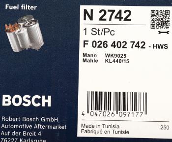 3 299 р. Фильтр топливный NISSAN Qashqai BOSCH BOSCH f026402742  с доставкой в г. Кемерово. Увеличить фотографию 4