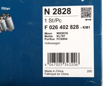 3 199 р. Фильтр топливный VW Amarok (09-12) BOSCH BOSCH f026402828 BOSCH f026402828  с доставкой в г. Кемерово. Увеличить фотографию 5