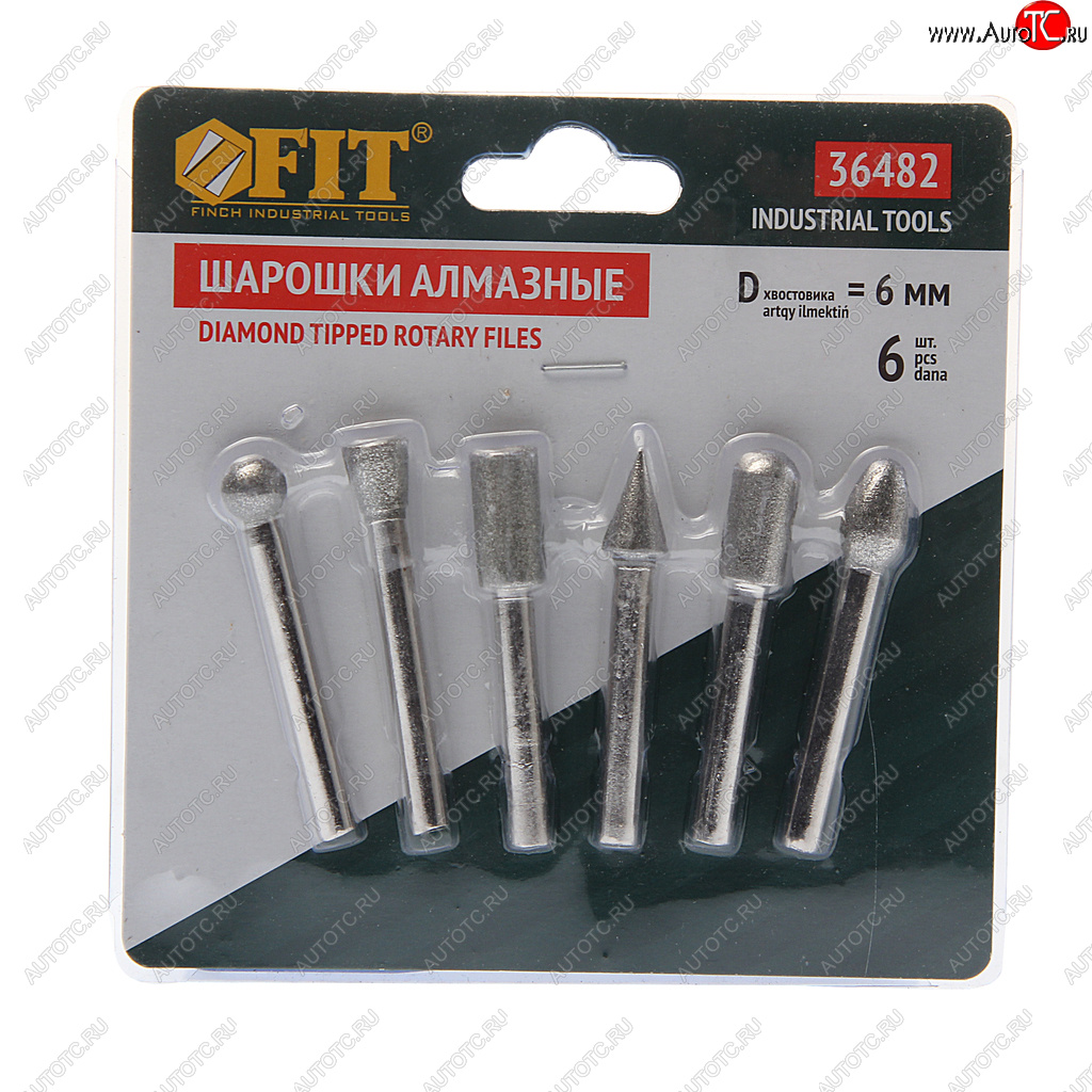 669 р. Набор шарошек по керамике 6шт. алмазные FIT FIT ф-36482  с доставкой в г. Кемерово