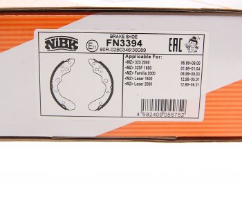 2 079 р. Колодки тормозные MAZDA 323 (98-04) задние барабанные (4шт.) NIBK NIBK fn3394 NIBK fn3394  с доставкой в г. Кемерово. Увеличить фотографию 3