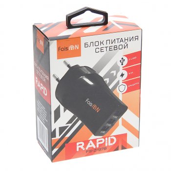 379 р. Устройство зарядное в розетку 3 USB 2.1A FAISON FAISON fs-z-1-978 black  с доставкой в г. Кемерово. Увеличить фотографию 3