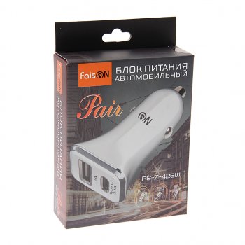 459 р. Устройство зарядное в прикуриватель 2USB 12V FAISON FAISON fs-z-426w white  с доставкой в г. Кемерово. Увеличить фотографию 2