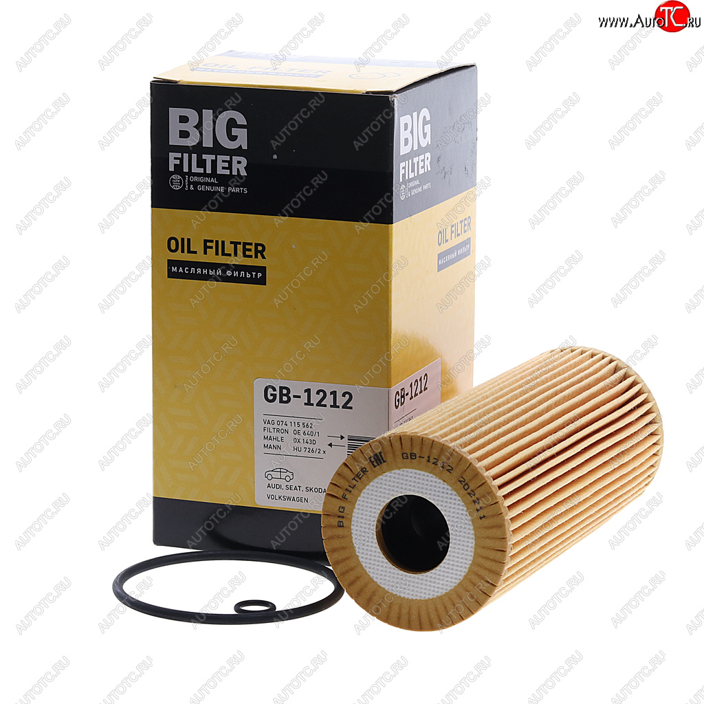 469 р. Фильтр масляный VW Crafter (06-) (2.5 TDI) AUDI A3,A4,A6 (1.9 TDI) SKODA Octavia BIG FILTER BIG FILTER gb-1212  с доставкой в г. Кемерово