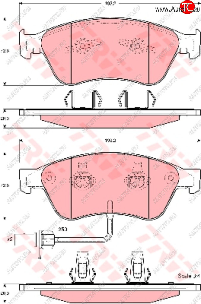 8 649 р. Колодки тормозные передние (4шт.) TRW Audi A8 D3 дорестайлинг (2002-2005)  с доставкой в г. Кемерово