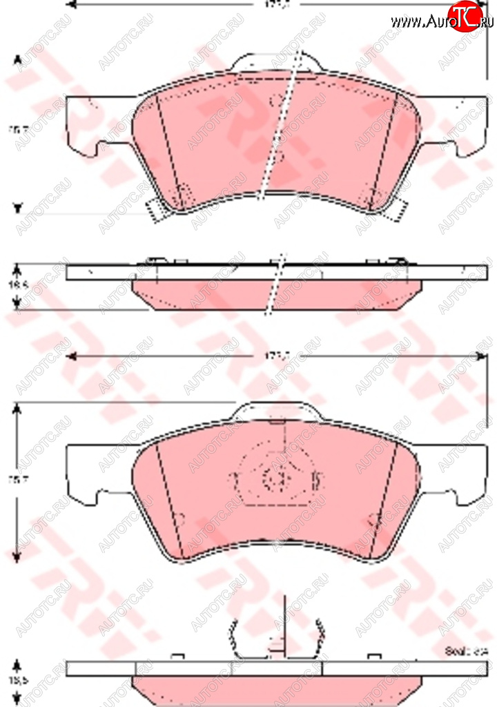 2 899 р. Колодки тормозные передние (4шт.) TRW  Chrysler Voyager  GS минивэн (1995-2000), Dodge Caravan (1996-2010)  с доставкой в г. Кемерово