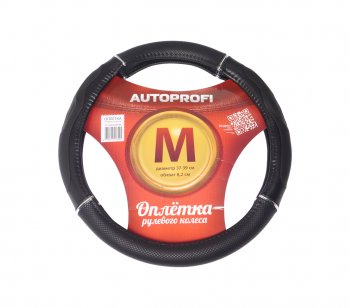 829 р. Оплетка руля (M) 37-39см черная гелевая с тиснением AUTOPROFI AUTOPROFI gl-1020 bkbk(m)  с доставкой в г. Кемерово. Увеличить фотографию 1