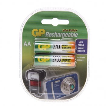 1 599 р. Батарейка AA HR6 1.2V аккумулятор Ni-MH 2700mAh блистер (2шт.) GP GP gp-270aahc  с доставкой в г. Кемерово. Увеличить фотографию 1
