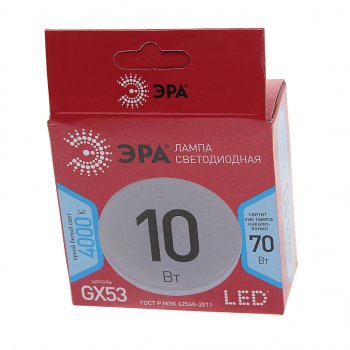 75 р. Лампа светодиодная GX53 10W(70W) 220V теплый ЭРА ЭРА gx-10w-840-gx53r  с доставкой в г. Кемерово. Увеличить фотографию 3