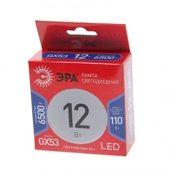 79 р. Лампа светодиодная GX53 12W(110W) 220V холодный ЭРА ЭРА gx-12w-865-gx53r  с доставкой в г. Кемерово. Увеличить фотографию 3
