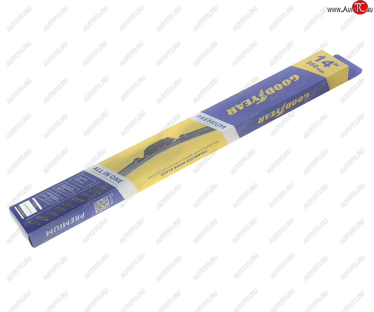 1 039 р. Щетка стеклоочистителя 360мм бескаркасная (8 адаптеров) Premium GOODYEAR GOODYEAR gy000434  с доставкой в г. Кемерово