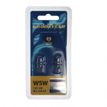 109 р. Лампа 12V W5W T10W W2.1x9.5d блистер (2шт.) GOODYEAR GOODYEAR gy015206  с доставкой в г. Кемерово. Увеличить фотографию 1