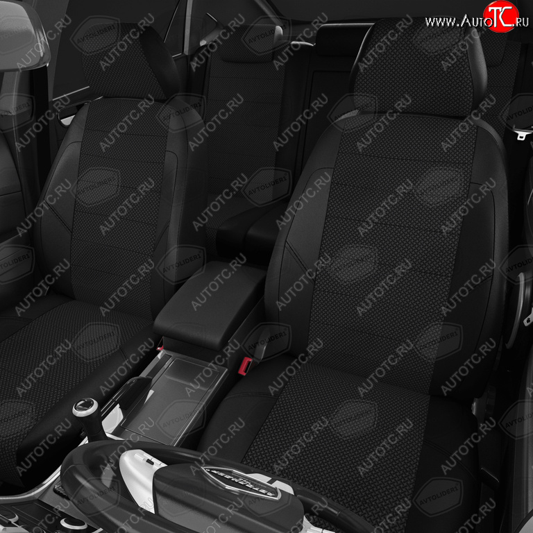 6 299 р. Авточехлы ГАЗель Next (3 высоких) экокожа-жаккард черные комплект AVTOLIDER AVTOLIDER gz30-0104-kk4  с доставкой в г. Кемерово