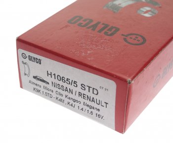 3 499 р. Вкладыши RENAULT Megane (03-) (1.5 DCI K9K) коренные (STD) комплект GLYCO GLYCO h10655std GLYCO h10655std  с доставкой в г. Кемерово. Увеличить фотографию 4
