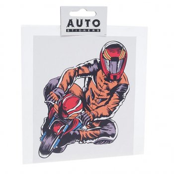 94 р. Наклейка виниловая вырезанная Мотоциклист полноцветная 13х16см AUTOSTICKERS AUTOSTICKERS хбл 03  с доставкой в г. Кемерово. Увеличить фотографию 1