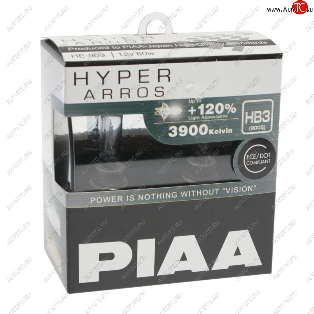 1 499 р. Лампа 12V HB3 60W +120% бокс (2шт.) Hyper Arros PIAA PIAA (Пиаа) he-909-hb3 PIAA (Пиаа) he-909-hb3  с доставкой в г. Кемерово