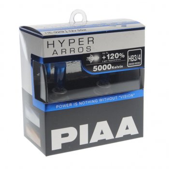 2 049 р. Лампа 12V HB3HB4 60W P20d +120% 5000K бокс (2шт.) Hyper Arros PIAA PIAA (Пиаа) he-929-hb3hb4  с доставкой в г. Кемерово. Увеличить фотографию 1