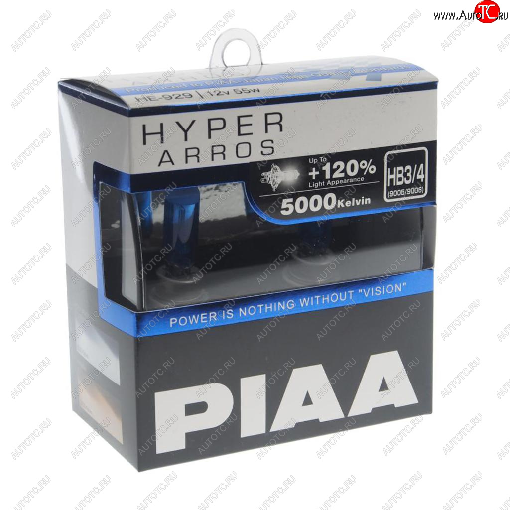 2 049 р. Лампа 12V HB3HB4 60W P20d +120% 5000K бокс (2шт.) Hyper Arros PIAA PIAA (Пиаа) he-929-hb3hb4  с доставкой в г. Кемерово