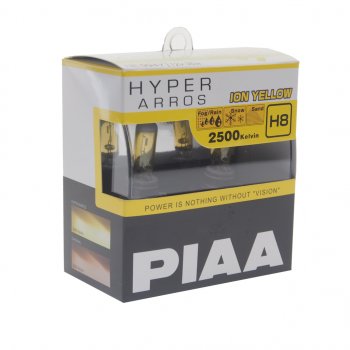 2 179 р. Лампа 12V H8 35W PGJ19-1 2500K бокс (2шт.) Hyper Arros Ion Yellow PIAA PIAA (Пиаа) he-994y-h8 PIAA (Пиаа) he-994y-h8  с доставкой в г. Кемерово. Увеличить фотографию 1